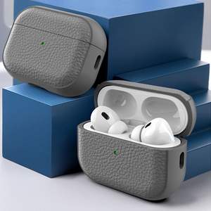 Funda protectora para auriculares AirPods de 4ª generación, diseño simple con textura de lichi, cuero, cobertura total, a prueba de caídas. - Product Image 1