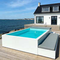 Bain à remous transparent avec jets de nage, chauffage intégré, robot nettoyeur automatique, portable, en fibre de verre, pour piscine