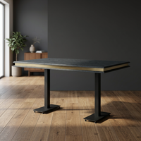 Table à manger rectangulaire en chêne avec plateau en MDF et pieds en métal, mobilier de salle à manger moderne et durable, 4 places, restaurant, café, sans assemblage