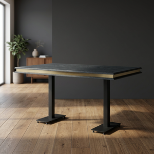 Mesa de Comedor Rectangular, Tablero de MDF Roble, Patas de Metal, Mueble Moderno y Resistente para el Hogar, 4 Plazas, Restaurante, Cafetería - Product Image 3