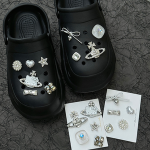 Breloques Zili à dos plat, série vintage argentée entièrement sertie <span class=keywords><strong>de</strong></span> diamants, pour porte-clés DIY, breloques <span class=keywords><strong>de</strong></span> chaussures en acrylique électroplaqué, autocollants pour coque <span class=keywords><strong>de</strong></span> téléphone - Product Image 2