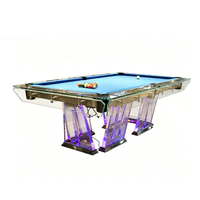 Table de billard de luxe moderne en verre transparent noir ardoise, 8 pieds, en verre cristal, pour la maison, directement de l'usine