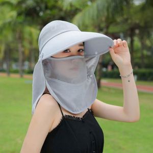 Chapeau Bob d'été à large bord avec masque facial respirant et amovible, design queue de cheval, pour pêche décontractée unisexe - Product Image 4