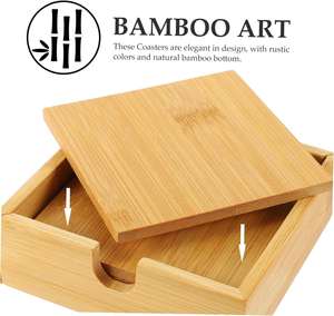Ensemble de sous-verres ronds en bambou poli, faits à la main, avec motif personnalisé moderne, support pour téléphone portable, résistant à la chaleur - Product Image 2