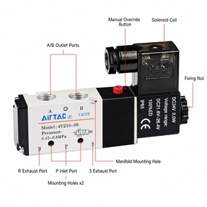 Série 4V200, 5/2 voies, 4V210-08, filetage 1/4'', 24V/220V, protection IP65, aluminium anodisé dur, pour - Product Image 1