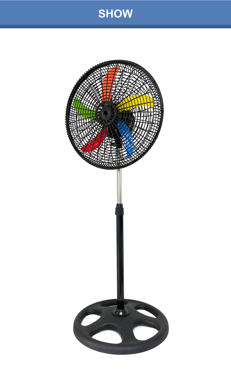 2022 hot  sale south America  18 inch industrial stand  fan  with  5 pp  colour  blade