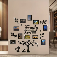 Autocollant mural 3D en acrylique DIY pour cadre photo de chat, décoration murale en forme d'arbre, cadre photo pour décoration murale d'arbre généalogique