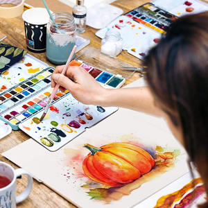 LISI 24 feuilles Mini carnet de croquis aquarelle carré 12x12cm <span class=keywords><strong>pour</strong></span> adultes étudiants <span class=keywords><strong>presse</strong></span> à chaud/froid aquarelle Journal en papier durable - Product Image 3