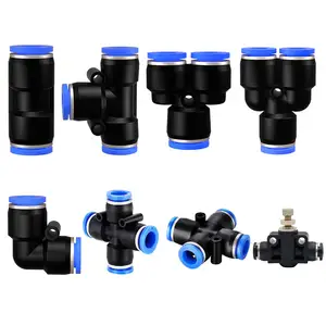 Pneumatic Fittings L type T type union 3 way elbow PU air hose quick connector plastic pneumatic air hose Brass fittings