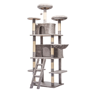 Large 70.87in Cat Tree With 2 Condos 3 Perches <b>Hammock</b> Plush Sisal Scratch Posts For Cats Play Structure - Product Image 1