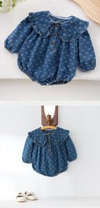 春の新生児ロンパース キッズ 女の子 長袖 デニム服 乳児 コットン服 - Product Image 4