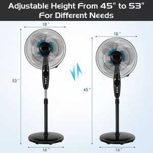 Ventilateur sur pied 18 pouces à moteur AC, 7 pales, 3 vitesses, programmable, en ABS, 65W, pour la vente en gros - Product Image 1