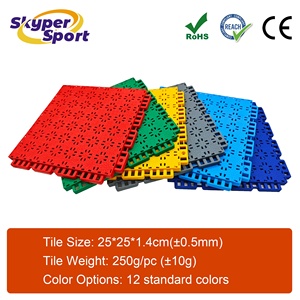 Baldosas de Suelo Entrelazadas de Caucho TPE/TPV para Canchas Deportivas o de Baloncesto, con Logotipo Personalizado, Líneas Blancas y Acabado Cepillado - Product Image 2