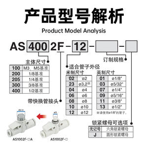 Raccords de vanne à papillon pneumatique SMC AS1002F-04A/AS2002F-06A/AS0252F/3002F-08/10/12A pour systèmes de cylindres - Product Image 5