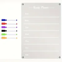 Planificateur magnétique transparent en acrylique OEM Calendrier essuyable à sec pour réfrigérateur Organisation de bureau Surface réutilisable