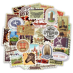 50 pièces, timbre-<span class=keywords><strong>poste</strong></span>, cadeau Souvenir, <span class=keywords><strong>collection</strong></span> rétro classique voyage étanche Skateboard bagages Cartoon autocollant - Product Image 2