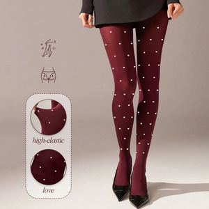 Wholesale <strong>Winter</strong> Cute Sexy Wine Red Solid Pantyhose High Elastic Women Coquette Aesthetic Factory Price - Product Image 1