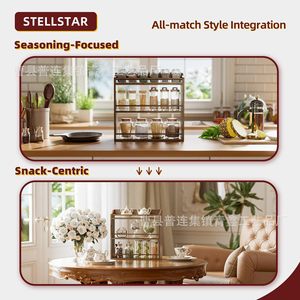 Wooden Three Tier <b>Spice</b> Rack With Glass <b>Jars</b> And Wooden Lids For Kitchen Storage Airtight Design - Product Image 3