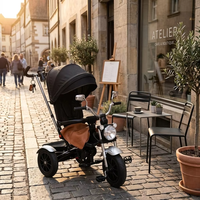 Tricycle bébé 4 en 1 avec grandes lumières, homologué CE, poussette-tricycle pliable pour enfants, vélo à pousser