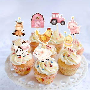 Decorazioni per Cupcake a Tema Animali della Fattoria, Decorazioni per Torte di Compleanno a Tema Fattoria - Product Image 1