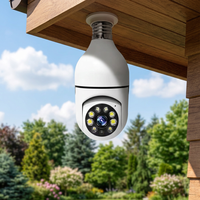 Cámara de Seguridad Tipo Bombilla, Antirrobo, para Interiores y Exteriores, Inalámbrica, WiFi, Visión Nocturna, Audio Bidireccional, Cámara IP 1080P 8MP, Tarjeta de Memoria