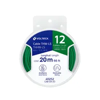 Câble vert industriel et de construction VOLTECK, BOÎTE DE 6 bobines de 20 m, THHW-LS 12 AWG, multibrin, LSZH, cuivre, 300 V, IP20