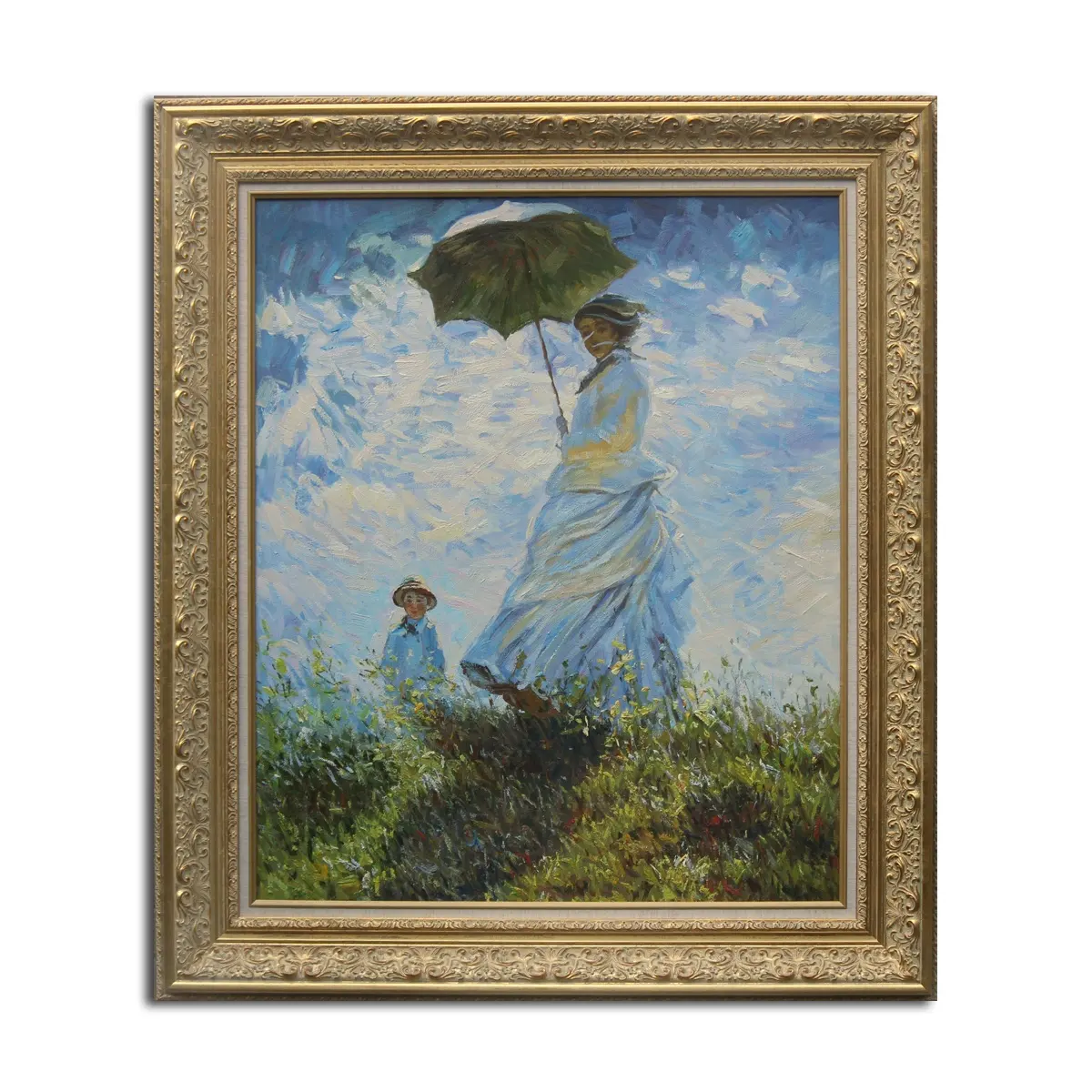 Puento de reproducción de la pintura de la mujer con una sombrilla por Claude Oscar Monet