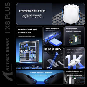 Ratón Inalámbrico para Juegos Attack Shark X8 Plus - Sensor PAW3395 Ultraligero de Triple Modo para Esports (BT/2.4G/USB-C) - Product Image 4