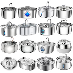 Fontaine à eau pour animaux de compagnie en acier inoxydable Ly-B01, bol automatique de grande capacité pour chiens et chats, prise européenne détachable, argent - Product Image 1