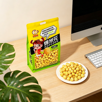 Collations céréaliers cuites au four certifiées GFSI/FSSC22000, Popcorn de maïs saveur caramel sucré, sans OGM, sans gluten, sans graisses trans, boîte semi-souple