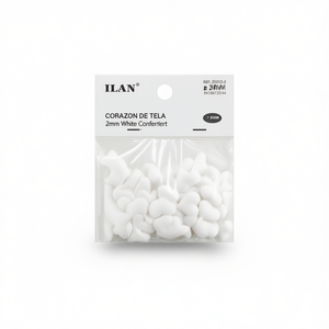 Coriandoli a Forma di Cuore in Tessuto ILAN 2mm Bianchi 30pz per Decorazioni e Artigianato - Product Image 1