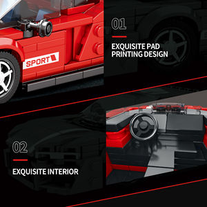 ตัวต่อรถซูเปอร์คาร์รุ่น R8 จำนวน 373 ชิ้น ขนาด 1:36 วัสดุ ABS ชุดของเล่น DIY เสริมพัฒนาการสำหรับเด็กและผู้ใหญ่ - Product Image 6