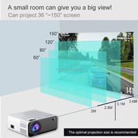 Mini projecteur vidéo Android 9.0, 1080P, prise en charge 4K, lampe LED, mise au point manuelle, stéréo HIFI, correction numérique de la distorsion trapézoïdale, portable, prise US