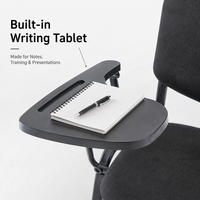 Chaise de formation et de conférence avec tablette d'écriture pliable et porte-livres pour les écoles, les salles de classe et les salles de réunion