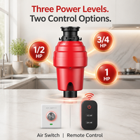 Elektrische RVS compacte, eenvoudig te installeren afvalvermaler 3/4PK 550W, onderaanrechtbank, continue invoer voor thuisgebruik
