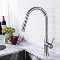 Robinet de cuisine moderne en acier inoxydable 316 304 finition brossée, mitigeur d'évier à eau chaude et froide avec cartouche céramique