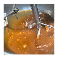 Bouilloire industrielle à vapeur en acier inoxydable Bouilloire automatique de cuisson à sauce caramel et gaz avec mélangeur