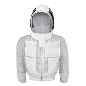 Breathable <b>Heavy</b> <b>Duty</b> Bee Jacket 3-Layer Breeze Mesh Ventilated Beekeeping Jacket with Hooded Hat-Veil Beekeeper Suit - Product Image 1