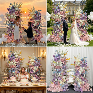 Conjunto de Columnas de Flores Artificiales en Tonos Pastel Arcoíris, para Decoración de Bodas y Fondo de Bienvenida - Product Image 4