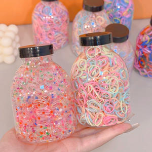 Simpatici 1000 pz/scatola per bambini usa e getta per <span class=keywords><strong>capelli</strong></span> con <span class=keywords><strong>elastici</strong></span> colorati e bottiglia di plastica per ragazze - Product Image 3