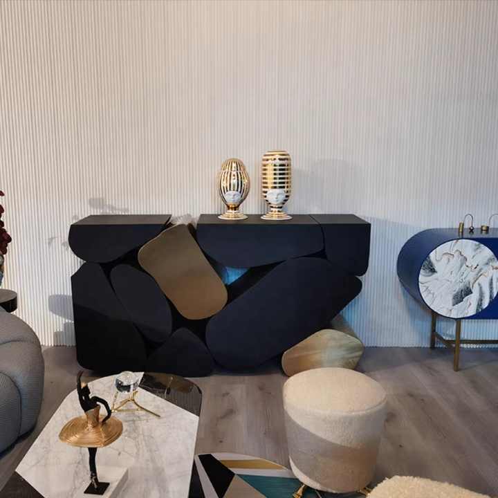 Italian Light Luxury Entry Wall Console Table Modern Stainless Steel ...