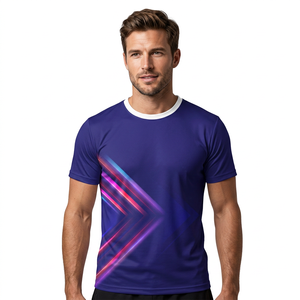 <b>Men's</b> Purple Geometric Print Soccer Jersey Short Sleeve Crew Neck Moisture Wicking Fitted Polyester Sportwear - Product Image 1