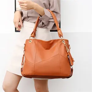 FS6333 fashion ladies synthetic leather hand bags pu tassel decorating bag bueno
