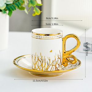 Ensemble de 6 tasses à café turques vintage de luxe avec soucoupes, coffret cadeau, tasse à thé aux fleurs, tasse à expresso - Product Image 3