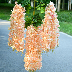 Guirlande <span class=keywords><strong>de</strong></span> fleurs artificielles en soie blanche champagne, décoration <span class=keywords><strong>de</strong></span> mariage, 110 cm, glycine suspendue, <span class=keywords><strong>vignes</strong></span> d'hortensias - Product Image 4