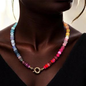 Collar de cuentas hecho a mano estilo Ins transfronterizo, con cuentas esmaltadas de colores frescos y vibrantes, cadena para clavícula, con diamantes de lujo ligero y efecto caramelo - Product Image 3