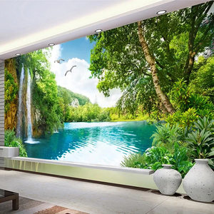 <span class=keywords><strong>Papier</strong></span> <span class=keywords><strong>peint</strong></span> mural 3D personnalisé, décoration intérieure, cascade de <span class=keywords><strong>montagne</strong></span> verte, paysage naturel, <span class=keywords><strong>papier</strong></span> <span class=keywords><strong>peint</strong></span> photo 3D, à coller et à décoller - Product Image 1