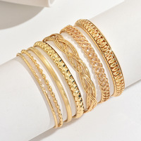 Ensemble de bracelets manchette Hiphop électroplaqués en alliage, multi-couches, à maille ouverte, à facettes, style européen et américain, best-seller