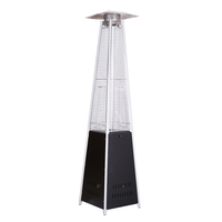 Calentador de Patio a Gas Moderno Negro Tipo Torre Portátil de LPG con Ruedas, Tubo de Cuarzo Protector, para Jardín, 46000 BTU