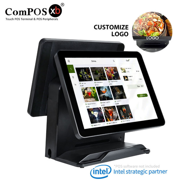15" Double Screen All in One Pos System Machine POS1618DP With 15 Inch Intelligent POS Cash Register Desktop Terminals